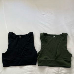 ARTIZIA TNA BUTTER EXTENDED BRA TOP | GREEN AND BLACK